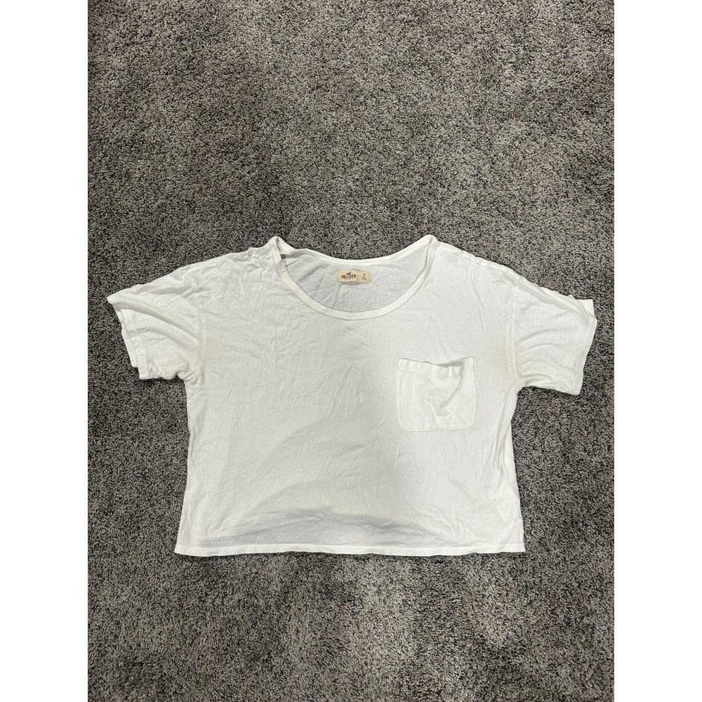 Hollister Crop Pocket Tee White S Excellent